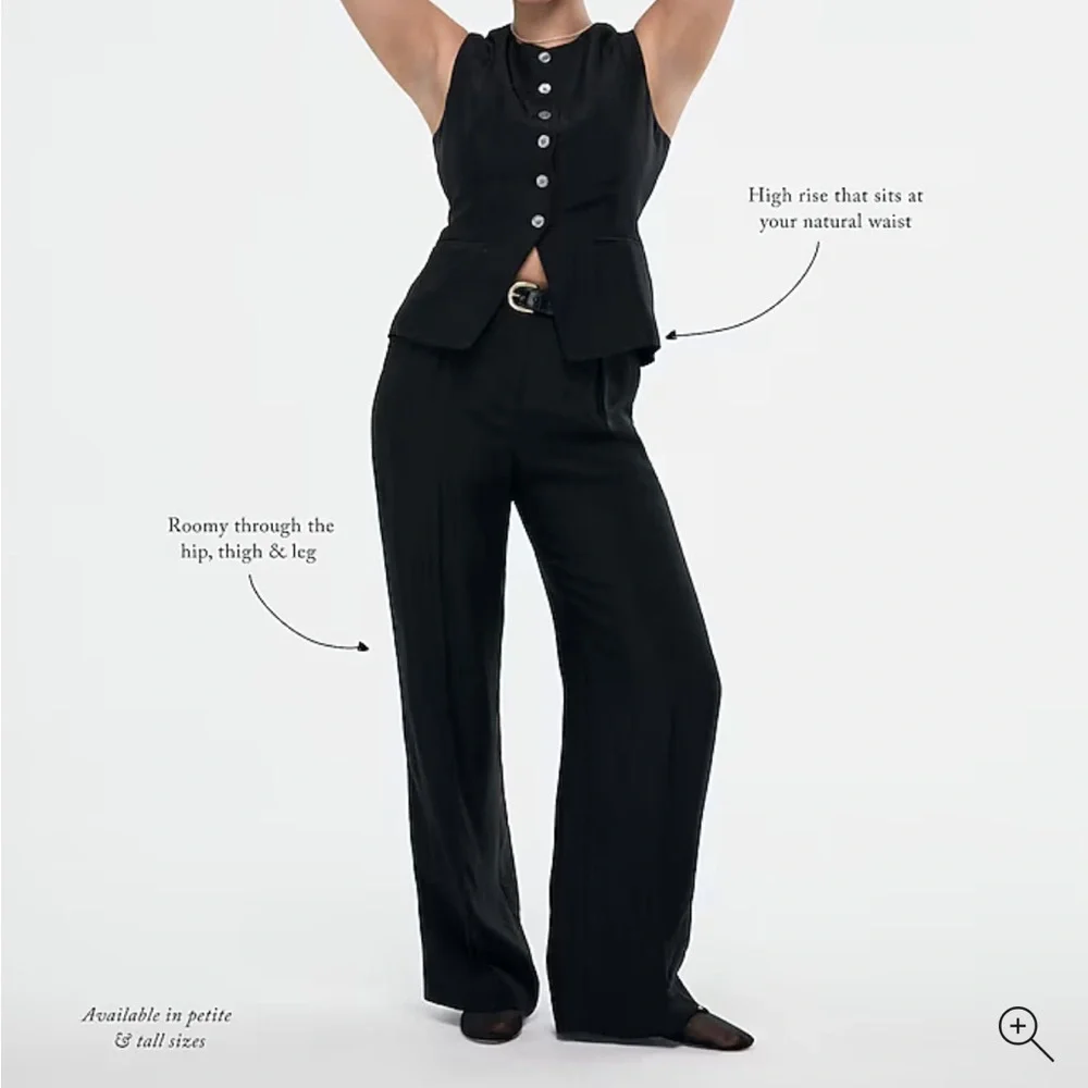 J.Crew Tall Essential wide-leg pant in textured satin (12T) - Picture 2 of 10